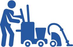 Icône d'un employé utilisant du matériel professionnel de nettoyage